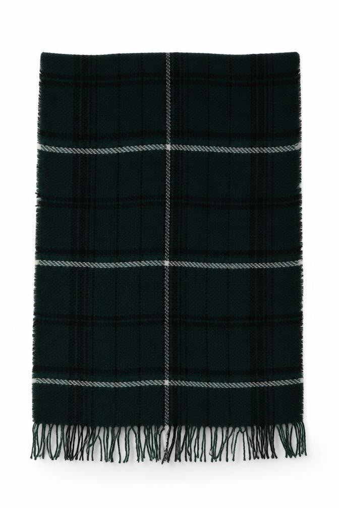 Front view of M&Co women’s green check acrylic shawl/wrap