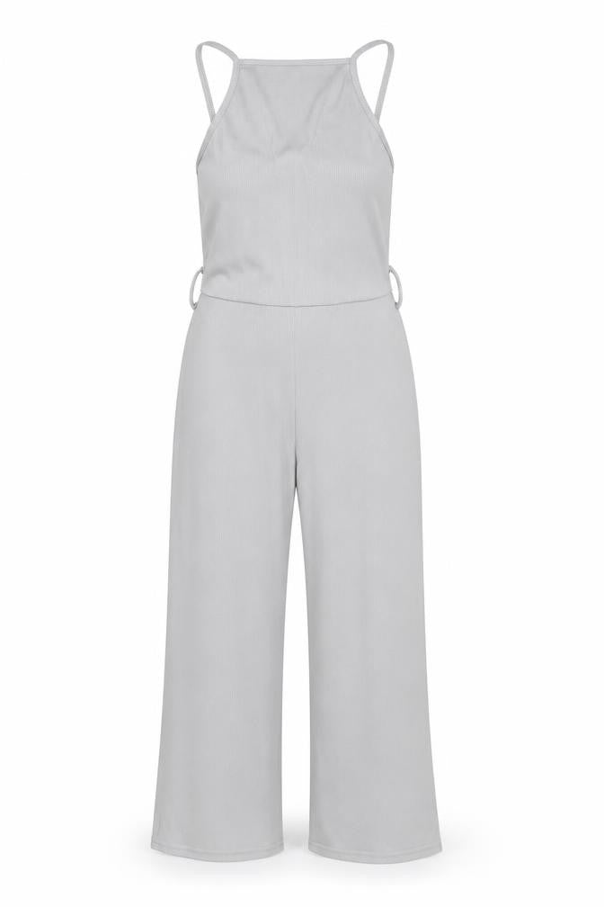Boohoo Womens Grey Striped Polyester Jumpsuit One-Piece Size 4 L20 in