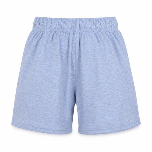 Front view of Marks & Spencer girls’ blue solid cotton sleep shorts, size 8-9, years