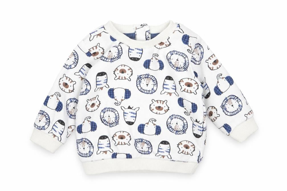 Front view of Matalan Baby White Polyester jumper, size 0-3, Months - animals