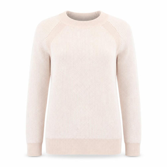 Front view of Principles women’s pink round neck nylon jumper, size UK 8