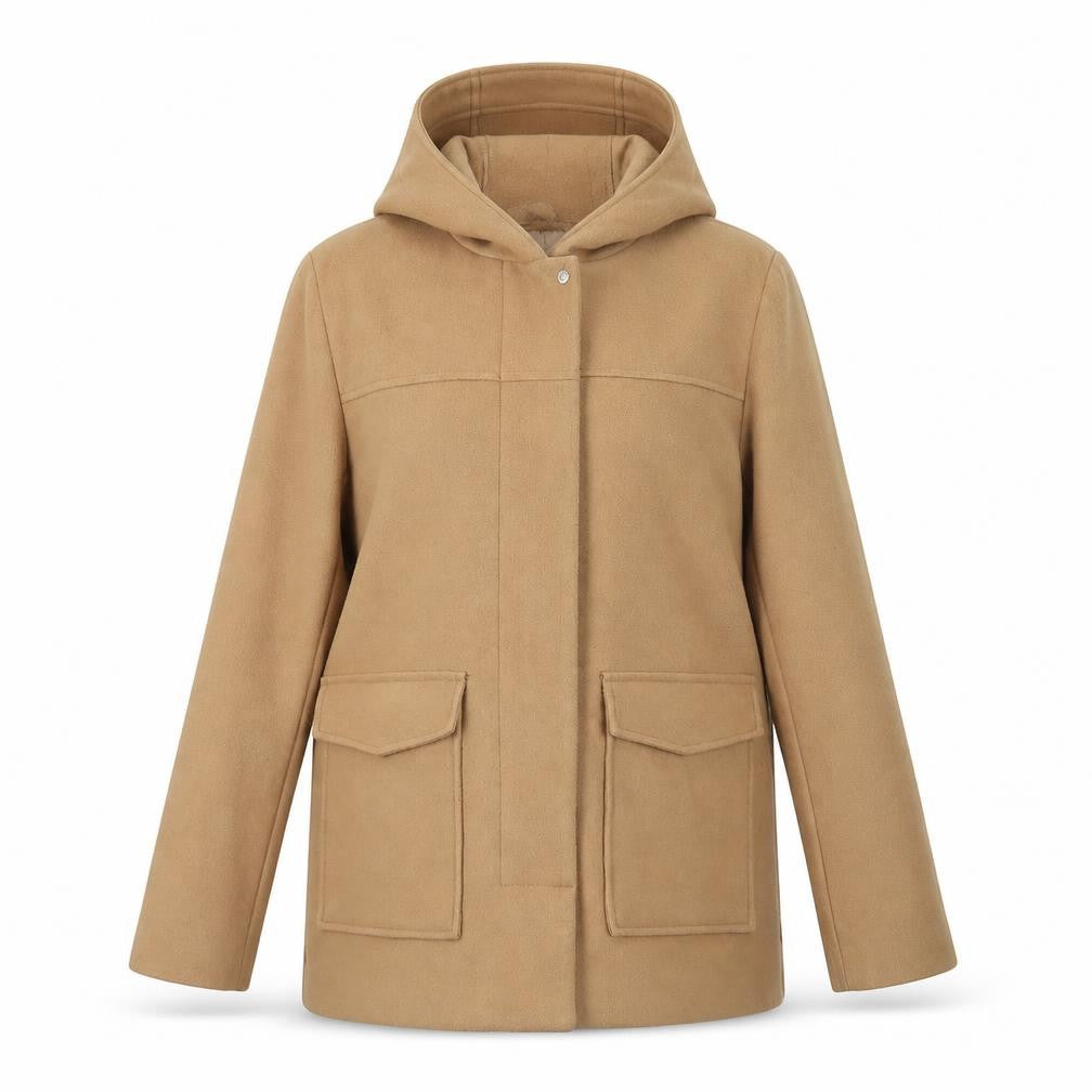 Front view of Primark women’s beige jacket, size UK 8, zip