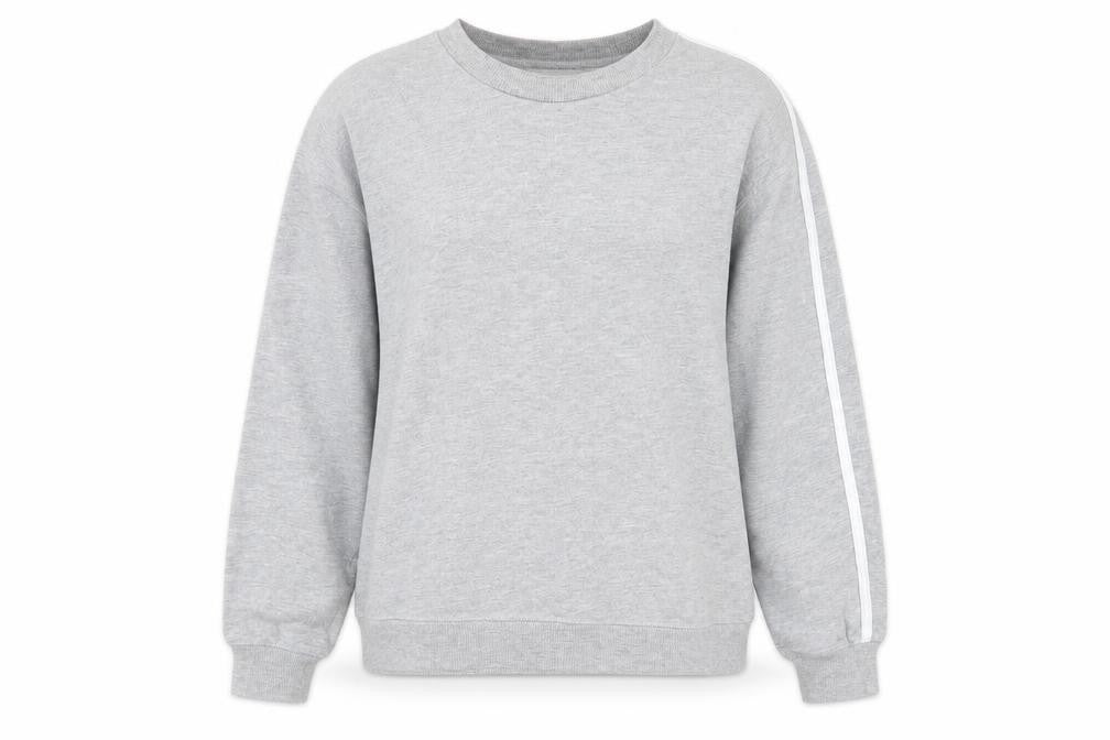 Front view of ASOS women’s grey cotton pullover sweatshirt, size UK 8