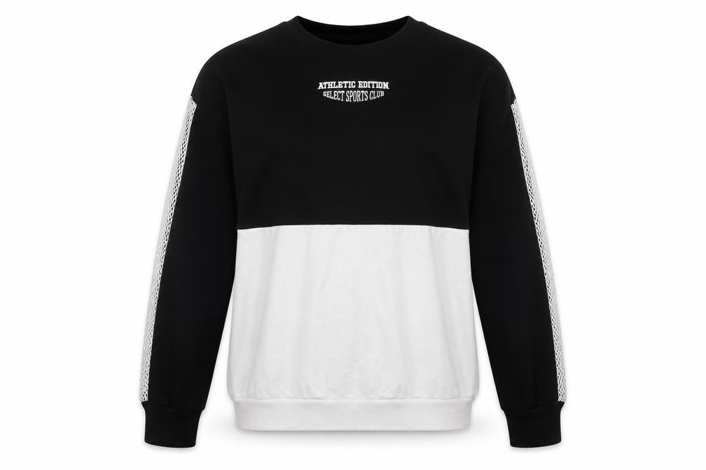 Front view of Select women’s black plaid cotton pullover sweatshirt, size M, pullover - athletic edition