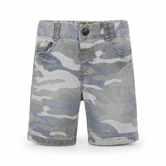 Front view of DENIM CO boys’ multicoloured camouflage cotton jeans, size 12-18, months