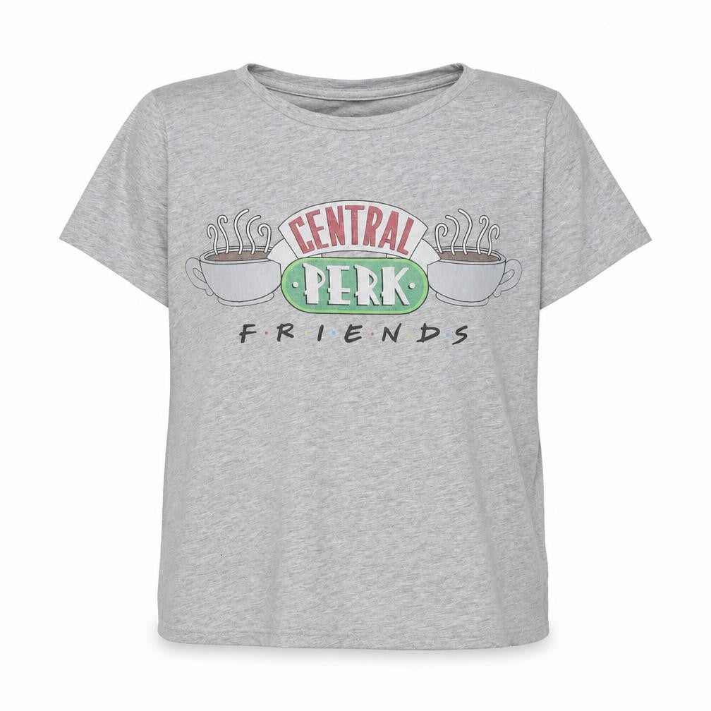 Front view of Atmosphere girls’ grey polyester basic t-shirt, size 14, years round neck - friends