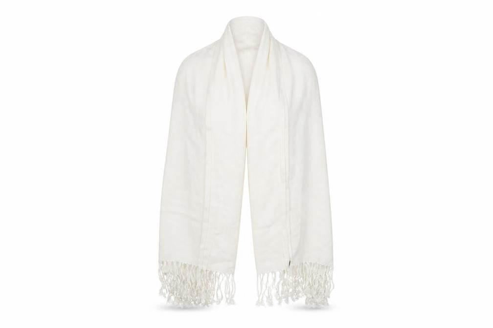 Front view of Preworn women’s white polyester shawl/wrap