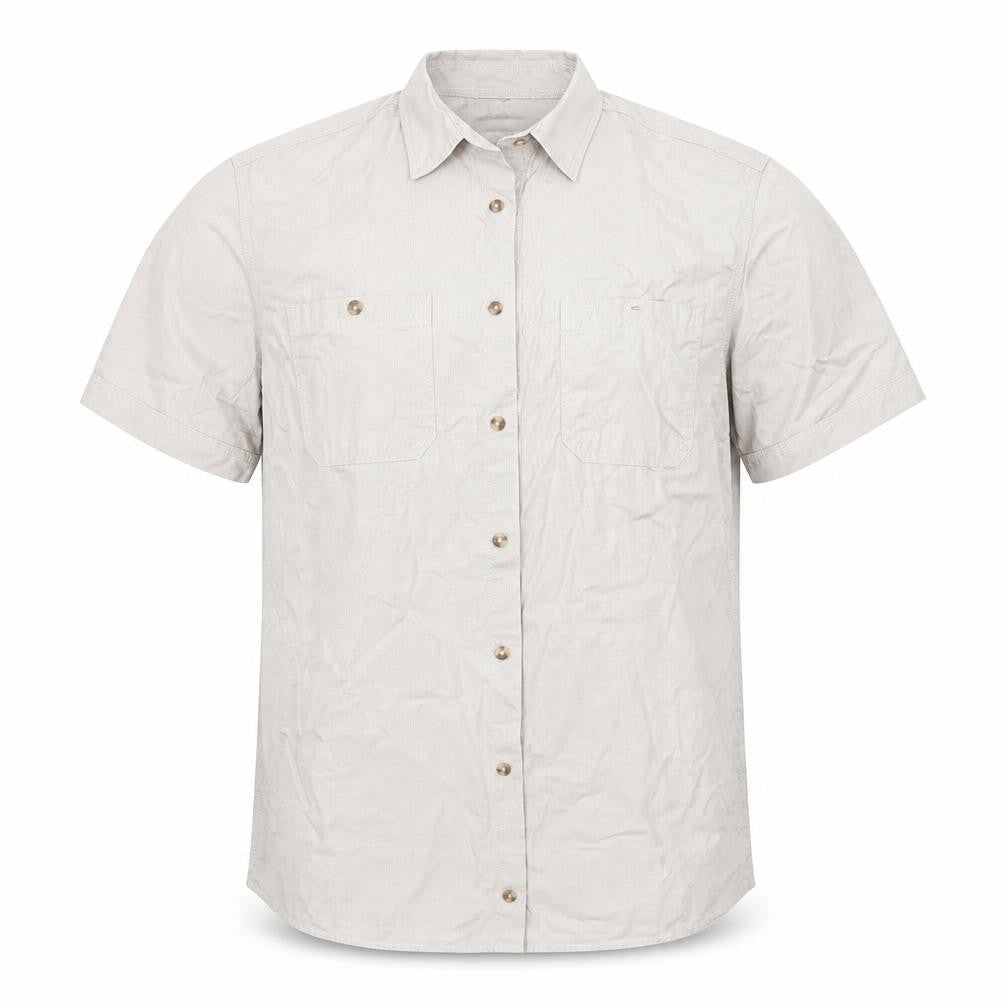 Front view of celio* men’s grey cotton blend button-up, size L, collared button