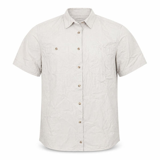 Front view of celio* men’s grey cotton blend button-up, size L, collared button