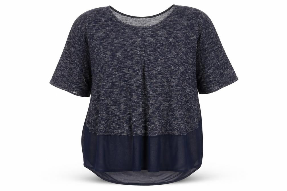 Front view of George women’s blue round neck viscose jumper, size UK 14