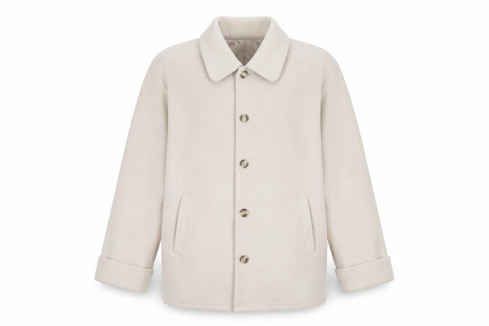 Front view of Claire Neuville women’s beige jacket, size UK 10, button