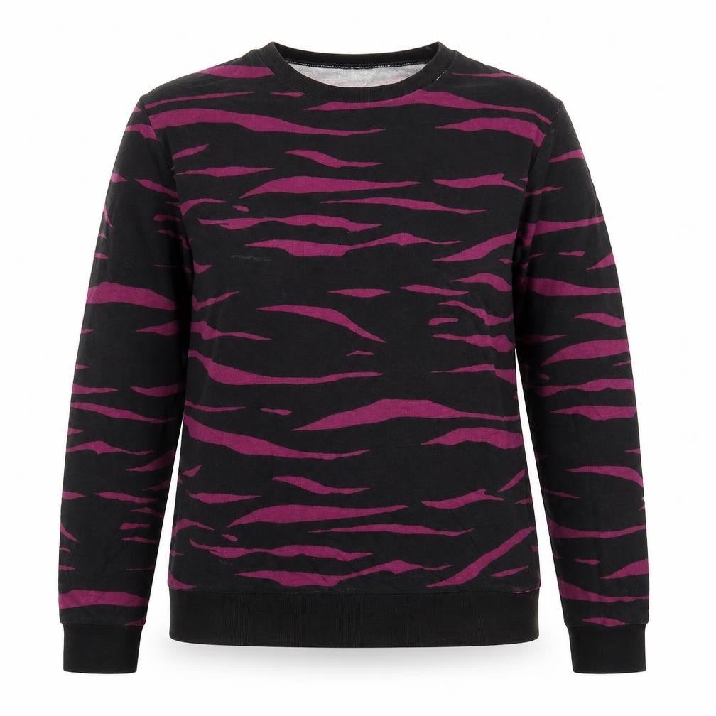 Front view of Divided by H&M women’s black geometric cotton pullover sweatshirt, size XS
