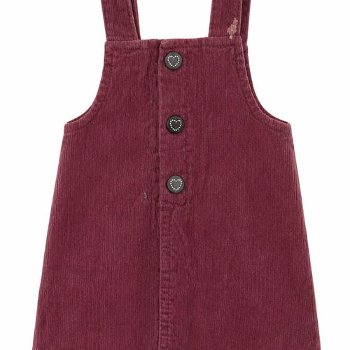 F&F Girls Purple  Cotton Pinafore/Dungaree Dress  Size 3-6 Months  Square Neck Buckle