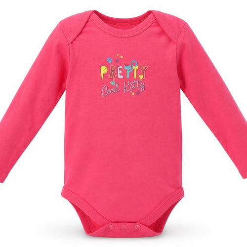 Lupilu Girls Pink  Cotton Babygrow One-Piece Size 18 Months  Buckle - pretty cool kitty