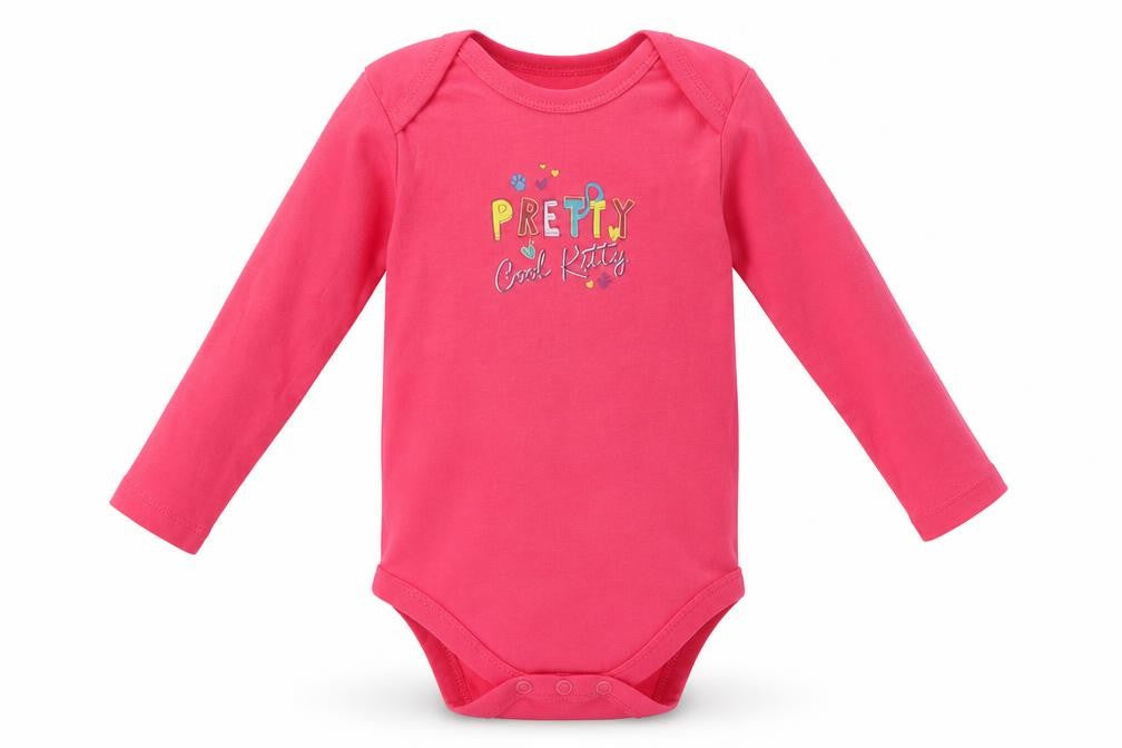 Lupilu Girls Pink  Cotton Babygrow One-Piece Size 18 Months  Buckle - pretty cool kitty