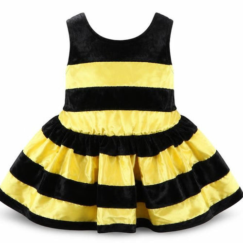 Authentic Kids Baby Yellow Striped Polyester A-Line  Size 18 Months  Round Neck  - Bumble Bee