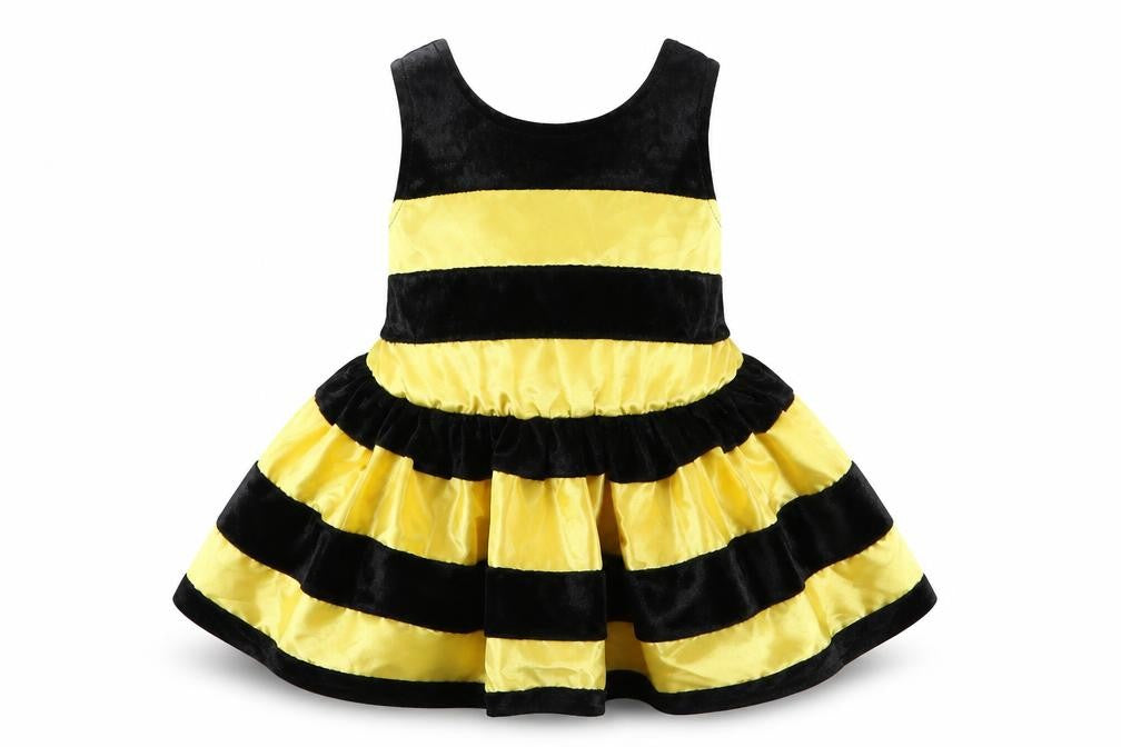 Authentic Kids Baby Yellow Striped Polyester A-Line  Size 18 Months  Round Neck  - Bumble Bee