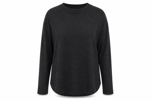 Front view of H&M women’s grey crew neck polyester jumper, size S