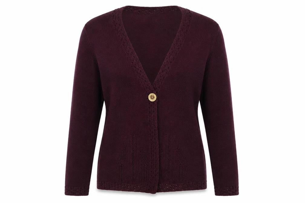 Signature Experience Womens Purple V-Neck  Acrylic Cardigan Jumper Size XL