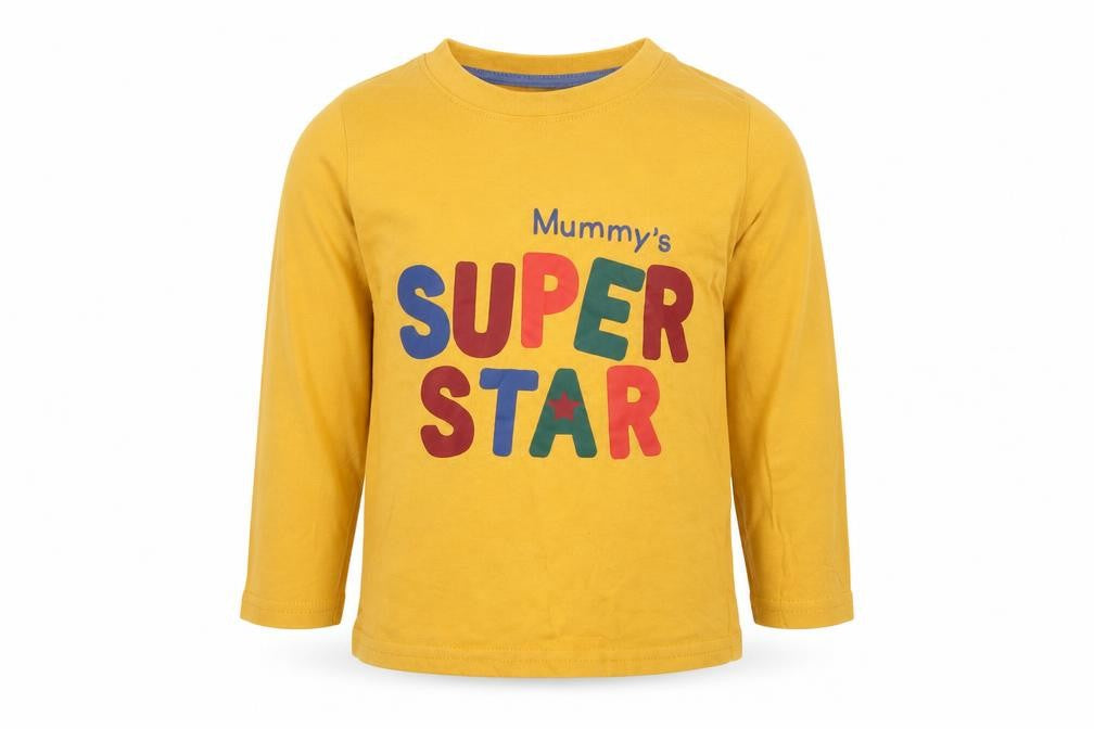 Primark Baby Yellow  Cotton Basic T-Shirt Size 18-24 Months Crew Neck  - Super Star