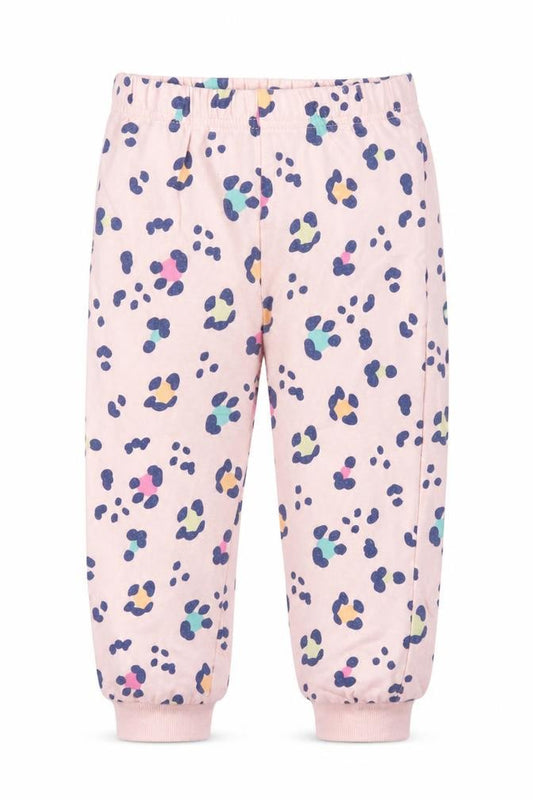 Front view of Matalan girls’ pink animal print cotton capri pyjama pants, size 2, years - leopard print