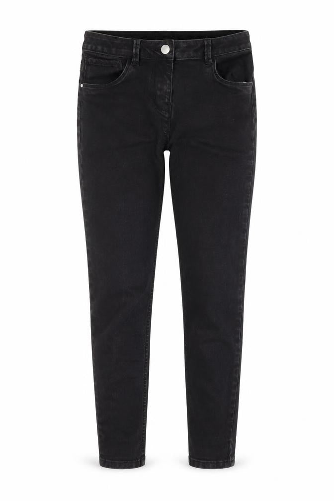 Nutmeg Girls Black  Cotton Skinny Jeans Size 12 Years L24 in Regular Zip