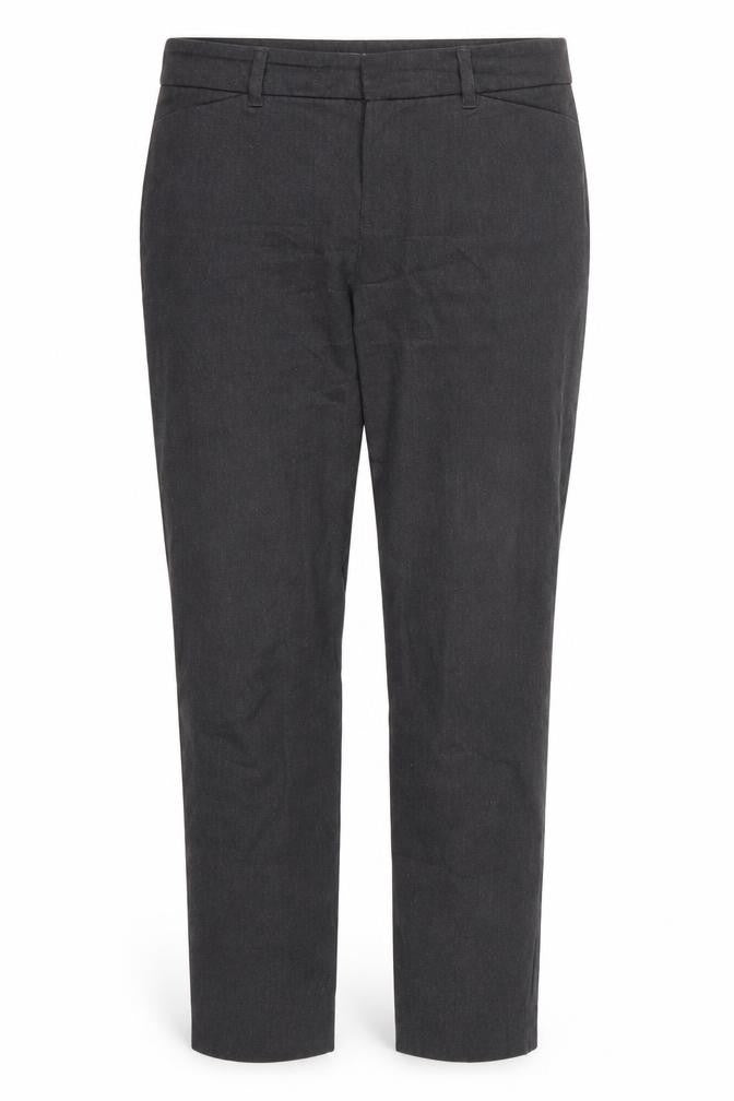 Front view of Old Navy women’s grey cotton trousers, size UK 10, 26-inch leg regular hook & eye