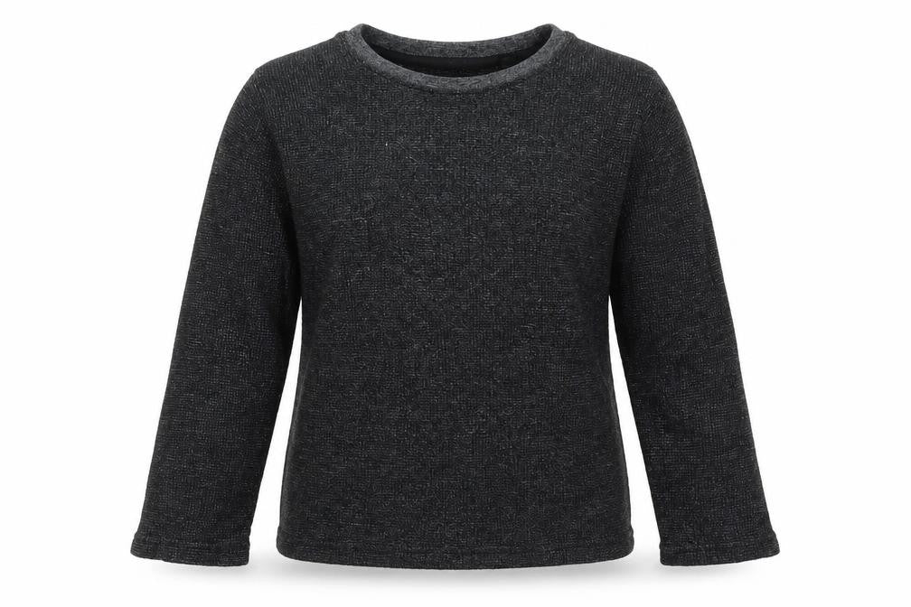 Front view of Primark girls’ grey round neck cotton jumper, size 6-7, years pullover