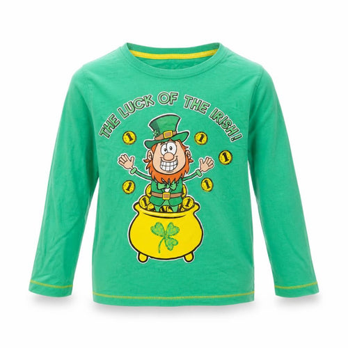 Dunnes Stores Boys Green  Cotton Basic T-Shirt Size 9 Years Round Neck  - luck of the irish