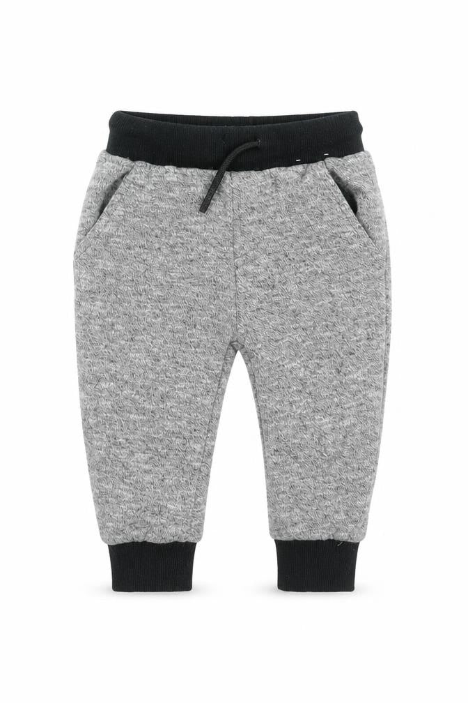 Front view of F&F Baby Grey Polyester Jogger Trousers, size 12-18, Months Drawstring