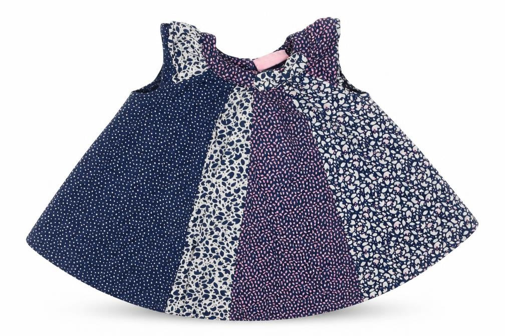 mini me Girls Blue Polka Dot Cotton A-Line  Size 3-6 Months  Crew Neck Button