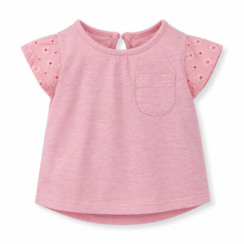 F&F Girls Pink  Cotton Basic T-Shirt Size 0-3 Months Crew Neck Button