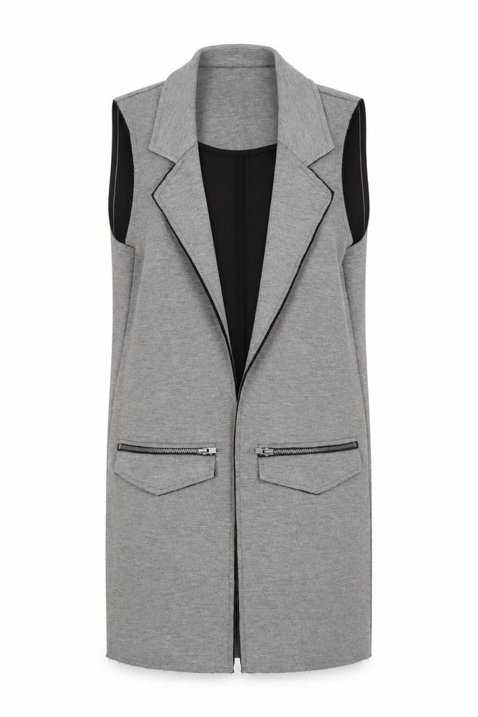 Front view of Topshop women’s grey polyester jacket blazer, size UK 8