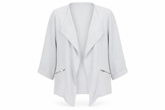 Front view of Select women’s grey polyester jacket blazer, size UK 12
