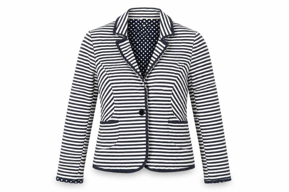 Front view of Next women’s multicoloured striped cotton jacket blazer, size UK 12
