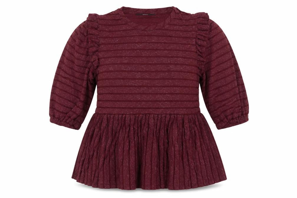 Front view of George women’s purple striped polyester basic blouse, size UK 12, crew neck