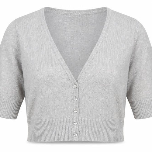 Bay Womens Silver V-Neck  Viscose Cardigan Jumper Size 12