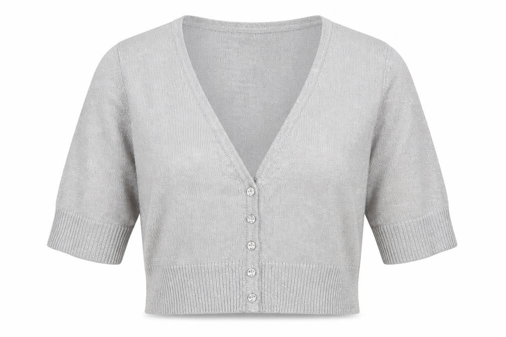 Bay Womens Silver V-Neck  Viscose Cardigan Jumper Size 12