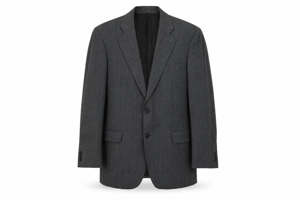 Front view of Marks & Spencer men’s grey polyester jacket blazer, size 42