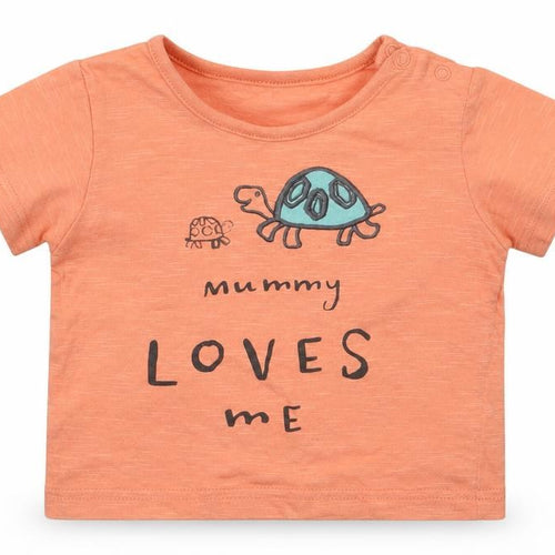 Marks and Spencer Girls Orange  Cotton Basic T-Shirt Size 6-9 Months Round Neck