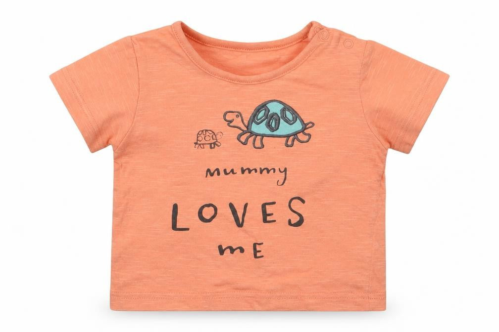 Marks and Spencer Girls Orange  Cotton Basic T-Shirt Size 6-9 Months Round Neck