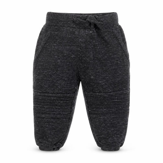 Front view of F&F Baby Grey Cotton Jogger Trousers, size 9-12, Months Drawstring