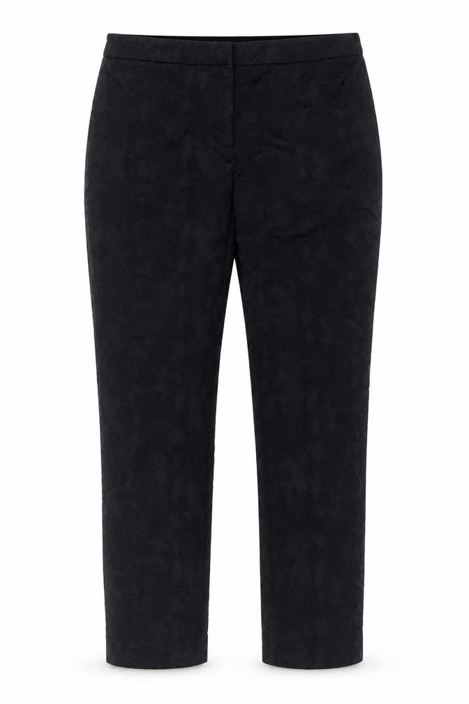 Marks and Spencer Womens Black Floral Polyester Blend Trousers  Size 36 in L29 in Regular