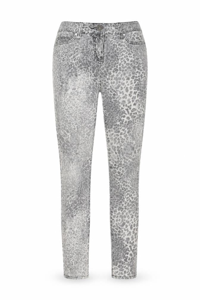 George Womens Grey Animal Print Cotton Skinny Jeans Size 6 L32 in Extra-Slim
