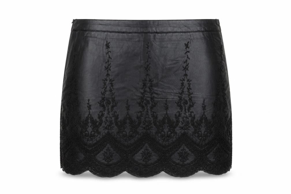 Bikbok Womens Black Floral Polyester Mini Skirt Size M    - Embroidered detail