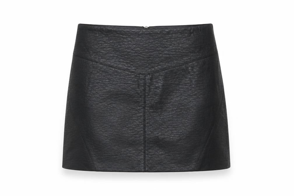 Front view of Divided by H&M women’s black viscose mini skirt, size UK 6