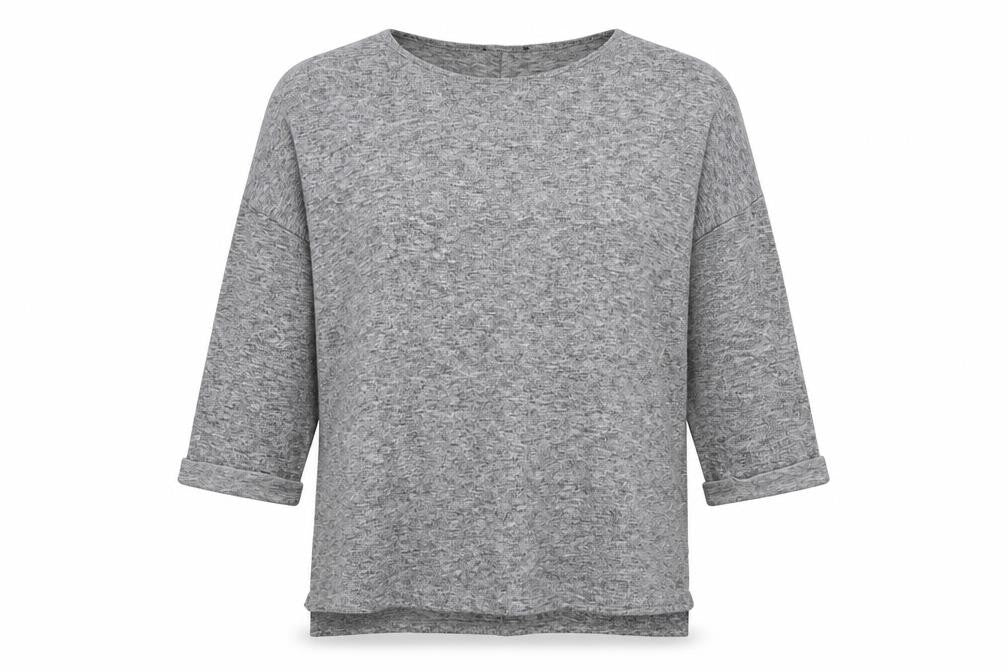 Front view of New Look women’s grey crew neck polyester jumper, size M