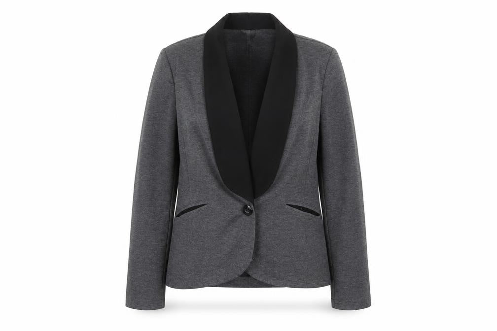 Front view of Next women’s grey polyester jacket suit jacket, size UK 10