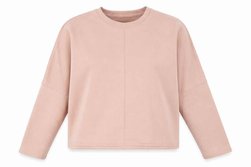 Front view of New Look women’s pink polyester pullover sweatshirt, size UK 12, pullover