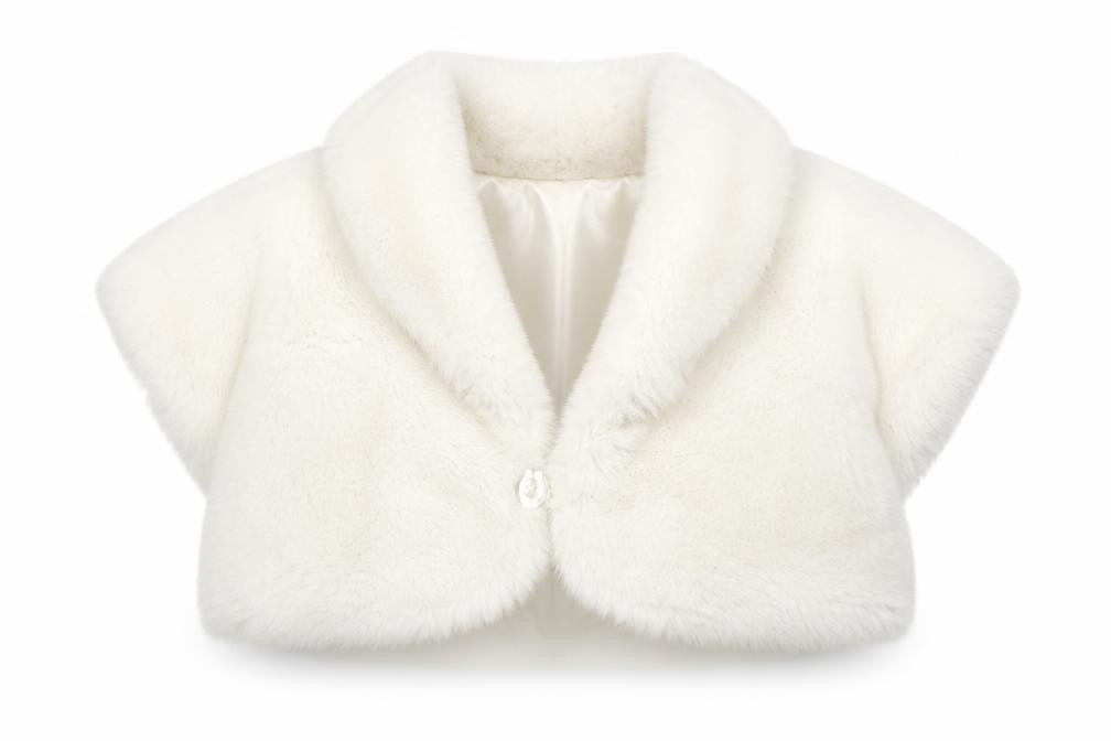 Front view of Cherokee girls’ white basic jacket jacket, size 2-3, years button